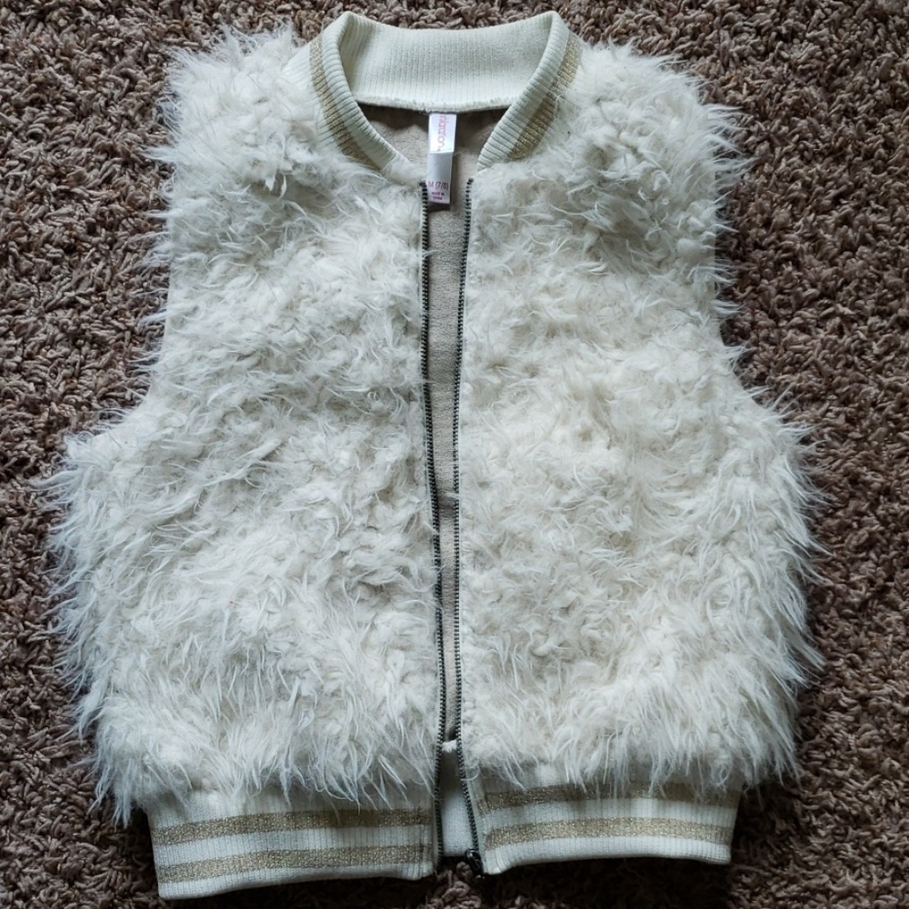 Girls Cream  Faux Fur Vest